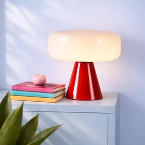 Lampă de masă retro roșie cu alb - Knob