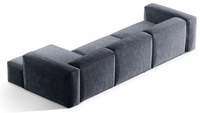 Colțar albastru prăfuit cu tapițerie din catifea reiată (cu colț pe partea dreaptă/cu șezlong) Bergamo – Cosmopolitan Design