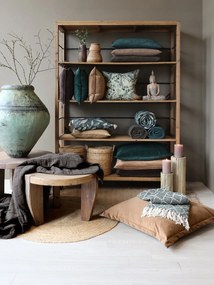 Etajeră pe roți, cu 4 rafturi, din lemn masiv și metal, stil french country, H200 x L150 x A48 cm