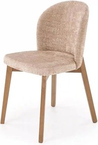 Scaun BASSO, bej - Cremona 14/nuc, stofa catifelata/lemn, 48x56x86 cm