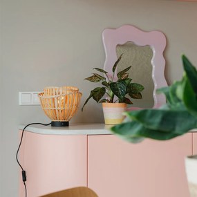 Lampă de masă orientală neagră cu bambus natural - Pua