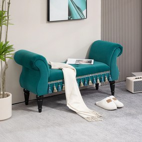 HOMCOM Bancă de șezut, bancă de pat, design vintage, până la 150 kg, 117x40x58 cm, Verde | Aosom Romania