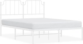 vidaXL Cadru de pat metalic cu tăblie, alb, 150x200 cm