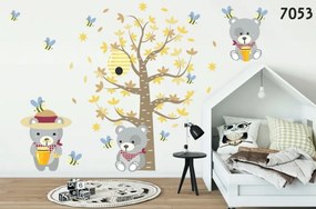 Autocolant de perete pentru copii mari Urși cu miere 120 x 240 cm