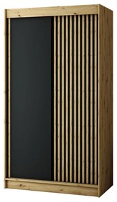 Dulap de haine 120 cm Ladonna (Stejar artisan + Negru mat). 1043505