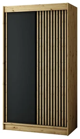 Dulap de haine 120 cm Ladonna (Stejar artisan + Negru mat). 1043505