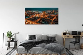 Tablouri canvas panorama de noapte a bisericii Gdańsk