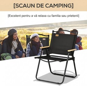 Outsunny Scaun de Camping și Plajă Pliabil cu Cotiere, 54x59x78 cm, Negru | Aosom Romania