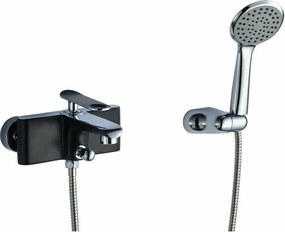 Baterie cada-dus Inter Ceramic Melania monocomanda negru finisaj mat cu set de dus