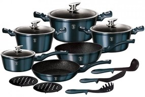 Set oale si tigai marmorate (15 piese) din aluminiu forjat Aquamarine Metalic Line Berlinger Haus BH 1885N