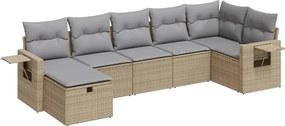 vidaXL Set canapele de grădină, 7 piese, cu perne, bej, poliratan