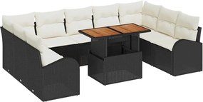 vidaXL Set de canapele pentru grădină cu pernă 10 pcs negru și crem