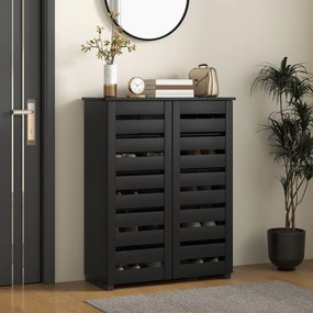 HOMCOM Pantofar cu 5 niveluri, 4 rafturi reglabile și uși cu lamele, din PAL, 76x33x98 cm, negru | Aosom Romania