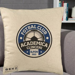 Perna Personalizata Academica Clinceni Fotbal Club, 40x40 cm, Bej, Husa Detasabila, Perna Inclusa, BEKZ®
