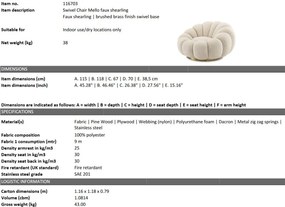 Fotoliu pivotant design elegant Mello, Faux shearling