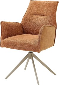 Scaun KAYLA, caramiziu/bej, stofa buclata/stofa clasica/metal, 58x63x8