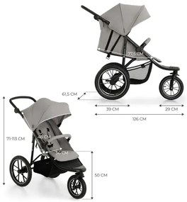 KINDERKRAFT - Cărucior sport HELSI2 gri