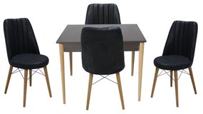 Set masă fixă Deco Wenge cu 4 scaune Apollo Negru