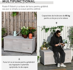 Outsunny Banca Conteiner de depozitare pentru extern si Gradina in Lemn, Gri 127Lx56Lx60Hcm | Aosom Romania