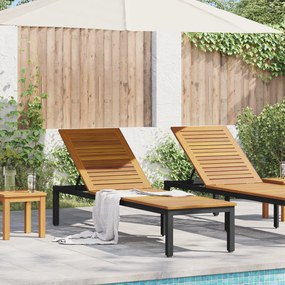 vidaXL Șezlong Negru 200x55x35 cm Lemn de acacia masiv