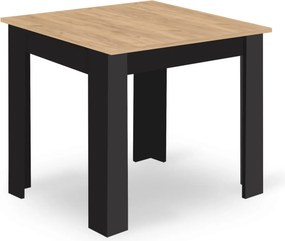 OFERTA Masa de sufragerie MADO neagra cu blat decor stejar artisan 80x80cm II. calitate