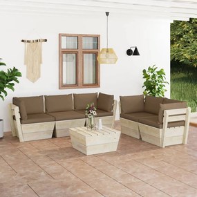 3063524 vidaXL Set mobilier grădină din paleți cu perne, 6 piese, lemn molid