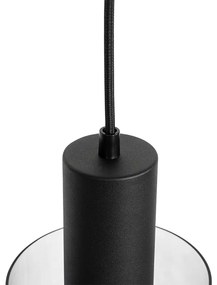 Lampă suspendată vintage neagră cu sticlă fumurie - Vidro