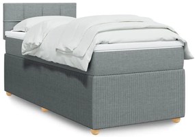 vidaXL Pat box spring cu saltea, gri deschis, 100x200 cm, textil