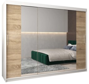 Dulap de haine 250 cm Toki 2 (alb mat + stejar sonoma). 1065030