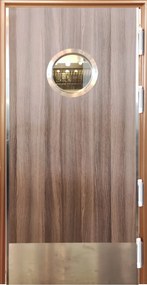 Usa restaurant bucatarie cu geam hublou - dublu batanta la 180 1050x2085, Stejar Milano, Laminat HPL
