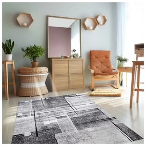 Covor Phoenix design modern gri-negru 3024-0244 Selectează mărime: 200 X 300