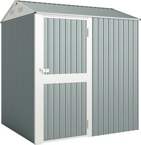 Outsunny Șopron metalic pentru unelte 3,5 m², șopron înalt încuiabil cu acoperiș în două ape, ventilații, mănuși, 209 x 177 x 236 cm | Aosom Romania