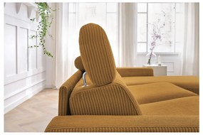 Colțar galben muștar extensibil cu tapițerie din catifea reiată (cu colț variabil) Monaco – Bobochic Paris