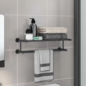 vidaXL Suport pentru prosoape Negru 61 x 23 x 17 cm Oțel inoxidabil