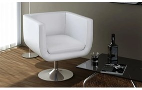 vidaXL Scaun de bar, alb, piele ecologică