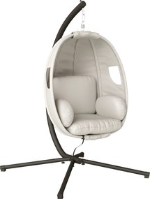 Outsunny Fotoliu suspendat cu cadru, coș pliabil cu pernă groasă, înălțime reglabilă, centură de siguranță până la 120 kg | Aosom Romania