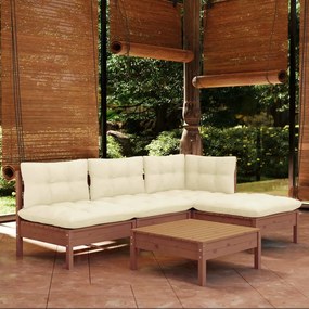 3096307 vidaXL Set mobilier grădină cu perne, 5 piese, maro miere, lemn de pin