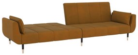 Canapea extensibila cu 2 locuri, 2 perne, maro, catifea Maro, Fara scaunel pentru picioare Fara scaunel pentru picioare