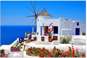 Tablou - Casă mică în Grecia (90x60 cm)