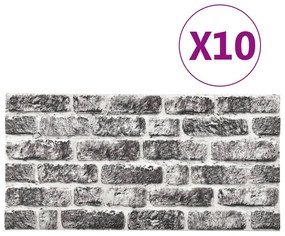 Panouri de perete 3D, model caramida, gri inchis, 10 buc., EPS 10, dark grey and white