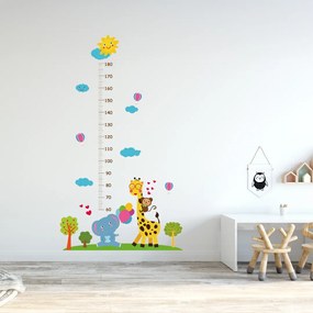 PIPPER | Autocolant de perete "Metru pentru copii - Girafă cu elefant" 177x100cm