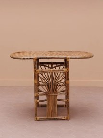 Set dining din rattan natural, masă ovală și 2 scaune, 3 piese, „Trinidad”