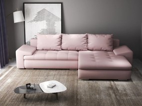 Colțar extensibil dumonde cu ladă de depozitare si sezut confortabil din spuma high-density, Leonardo Enjoy Roz 260x185 cm II