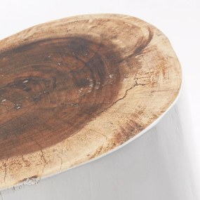 Taburete design rustic din lemn de suar HOMEY alb CC0188M05 JG