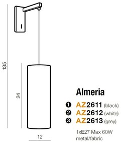 Aplica perete design modern Almeria gri