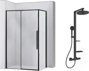 Pachet cabina de dus Rea Solar negru 90x120 cm si coloana de dus Ideal Standard Alu+ negru