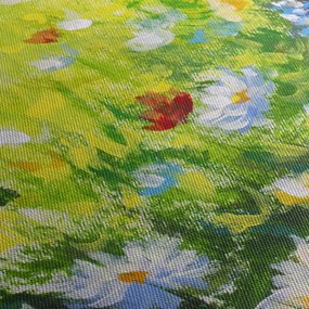 Tablou - Pictură în ulei, pajiște înflorită (cu ceas) (90x30 cm)