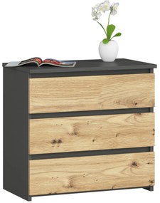 Comodă Cleania CL3 (grafit gri + stejar artisan). 1071245