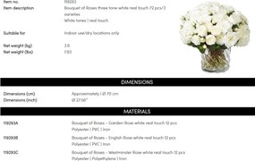 Buchet artificial LUX din 72 de trandafiri albi, Roses