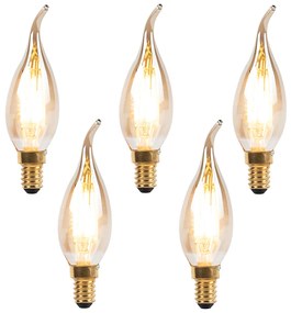Set de 5 becuri cu filament LED tip lumânare E14 reglabile 240V 3W 250lm